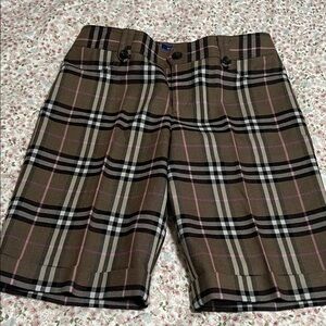 Burberry Blue Label Brown, Black and Pink Plaid Pants